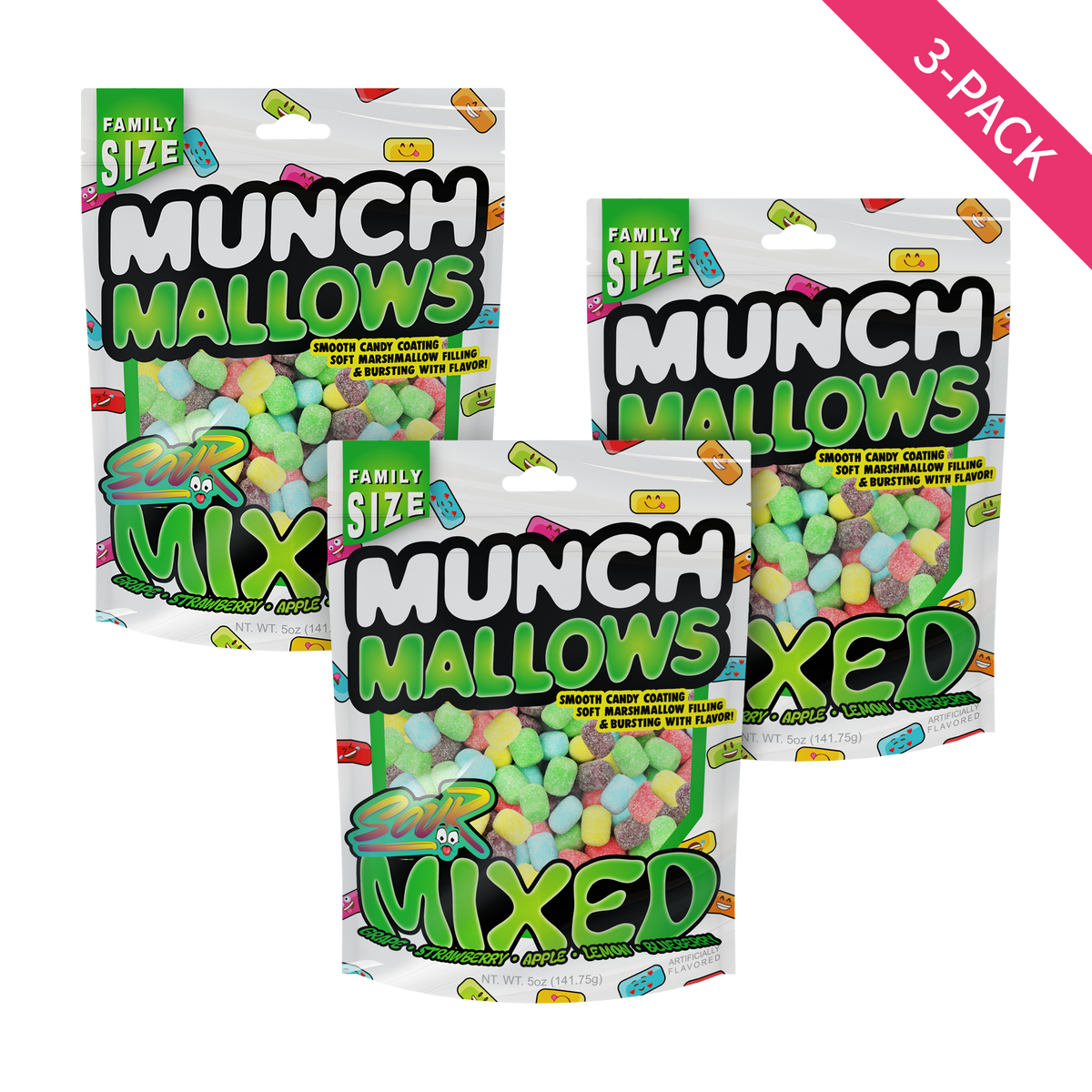 3-pack munch mallows sour mixed