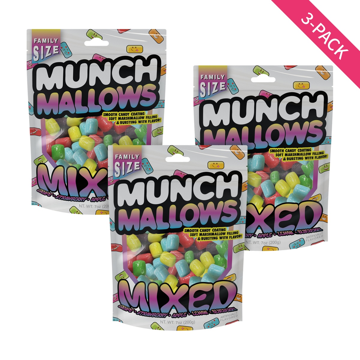 3-pack munch mallows mixed